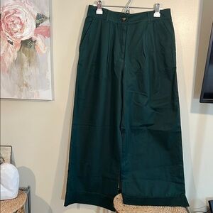 LOFT NWT Women’s Dark Green Wide-Leg Trousers Pants